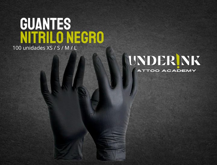 Guantes nitrilo NEGRO S/M/L/XL x 100U | Underinkacademy